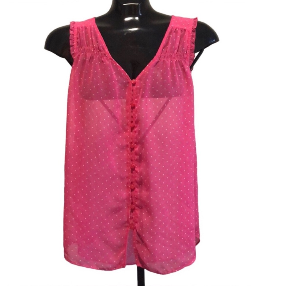 GAP Pink & White Polka Dot Sleeveless Blouse